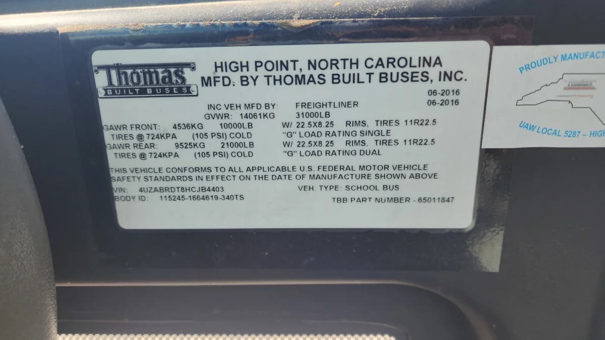 2017 THOMAS C2 72 Passenger - Thumbnail 22 2017 THOMAS C2 72 Passenger - Thumbnail 22