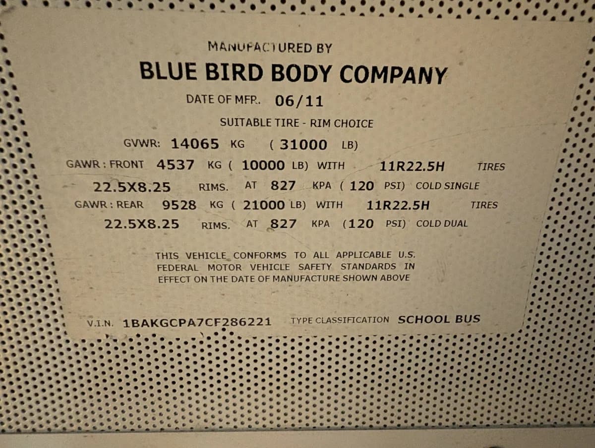 2012 Blue Bird Vision 72P - Thumbnail 24 2012 Blue Bird Vision 72P - Thumbnail 24